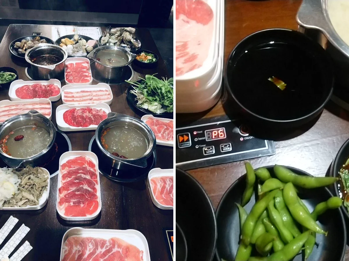 Individual pots set on a table, ready for dinner.